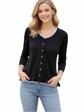 Melrose Chic‎ Ruffled Cardigan Sweater